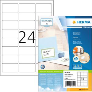 Herma Premium 4645 Etiketten weiß 63.5 x 33.9mm, 2400 Stück