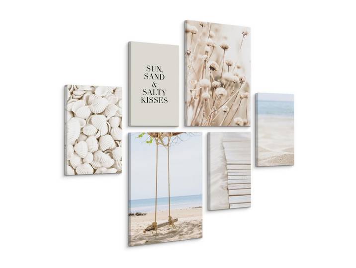 LEINWANDBILDER 6-er Set Strand Pflanzen