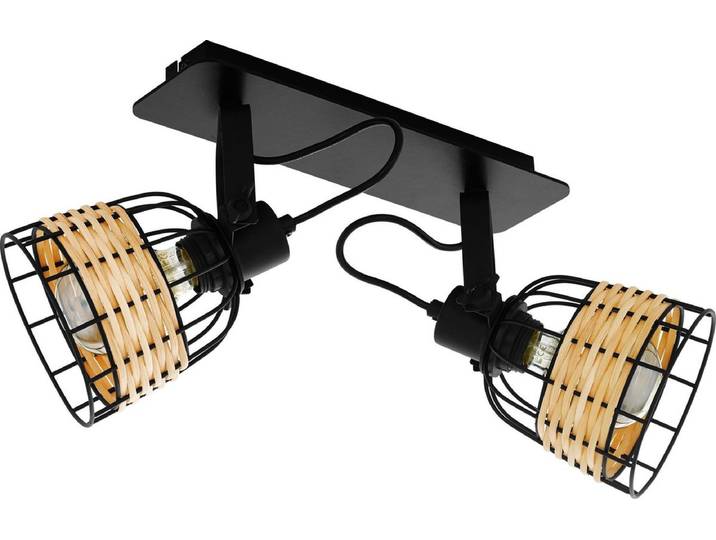 EGLO Anwick 1 Spot - E27 - 48 cm - Zwart/Rotan