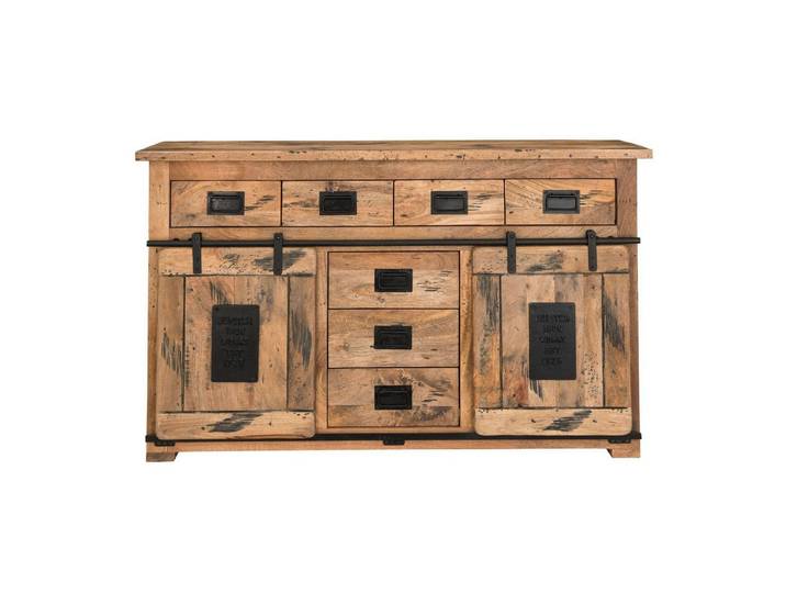 bene living Sideboard Florenz Vintage - 150 cm - Mangoholz (Indoor-Möbelset, 1 St), hochwertiges Massivholz - Schiebetüren und Schubladen