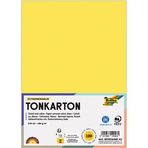 Folia Tonpapier 6118/3/12, A3, zitronengelb, 180g/m², 100 Blatt