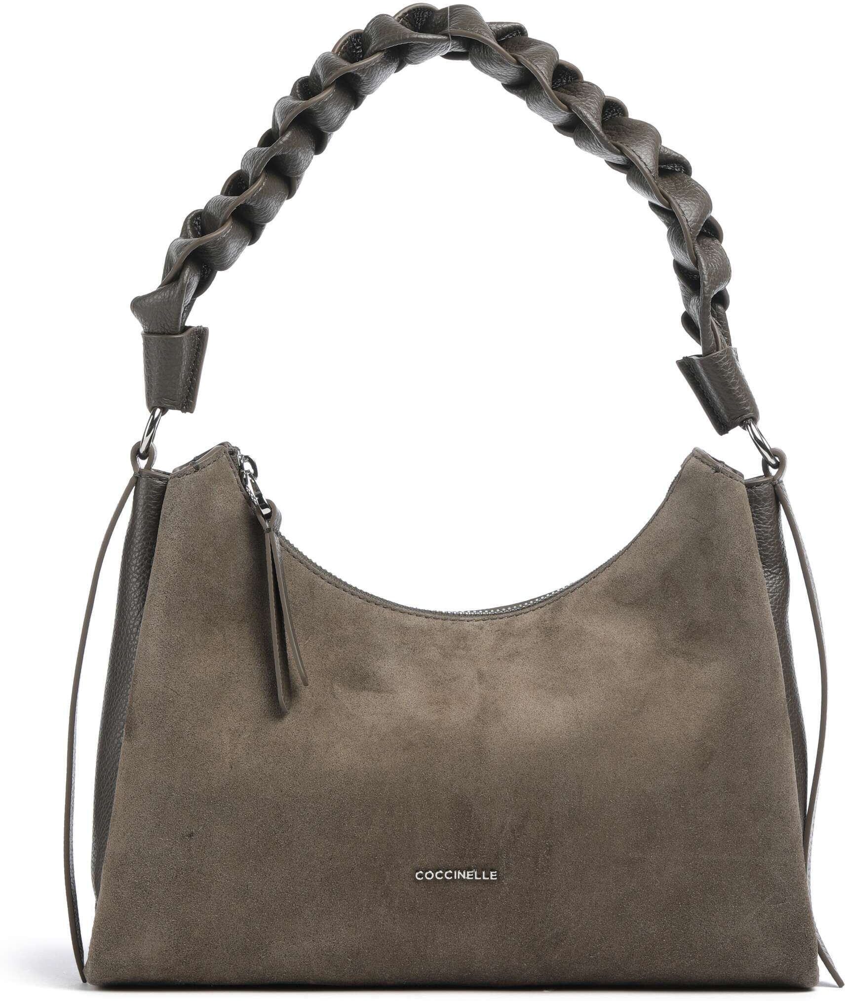 Coccinelle Boheme Suede Schultertasche aus Leder, oliv