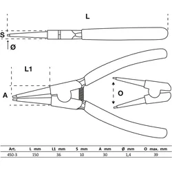 BGS Sprengringzange gerade für Außensprengringe 150 mm - 450-3