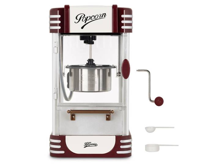 HKoenig Popcornmaschine Pop330 Rot und Grau, Metall, 29.5x44.4x29.2 cm, Kochgeschirr, Küchengeräte, Küchenmaschinen