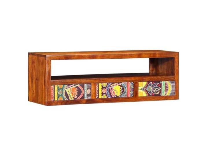 TV-Wandschrank Mehrfarbig 90x30x30 cm Massivholz Akazie Handbemaltes Design, leuchtende Farben, Wandmontage, pflegeleicht, Akazienholz, Unikat Maserung