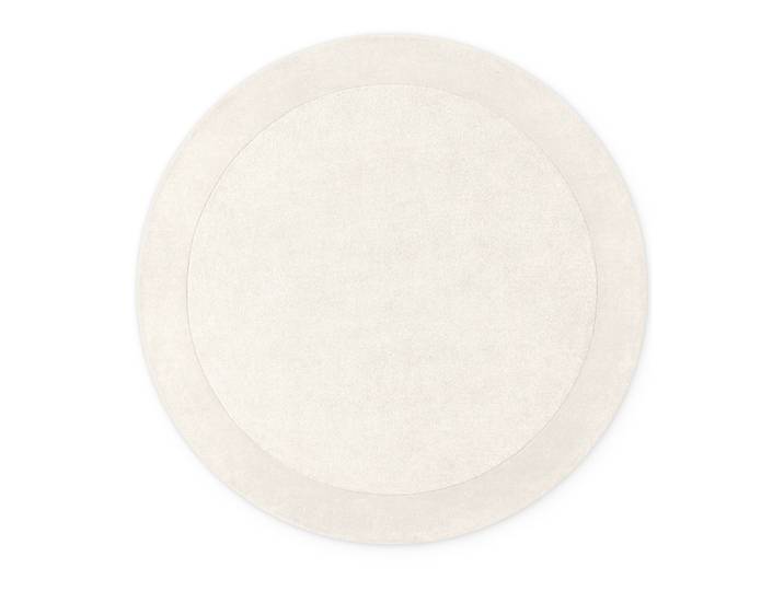 Wollteppich Kivi rund Weiß/Creme Ø 150cm Baumwollstoff/Wolle