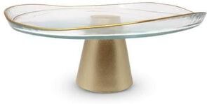 Vivience Organic Shaped Footed Cake Plate with Gold
