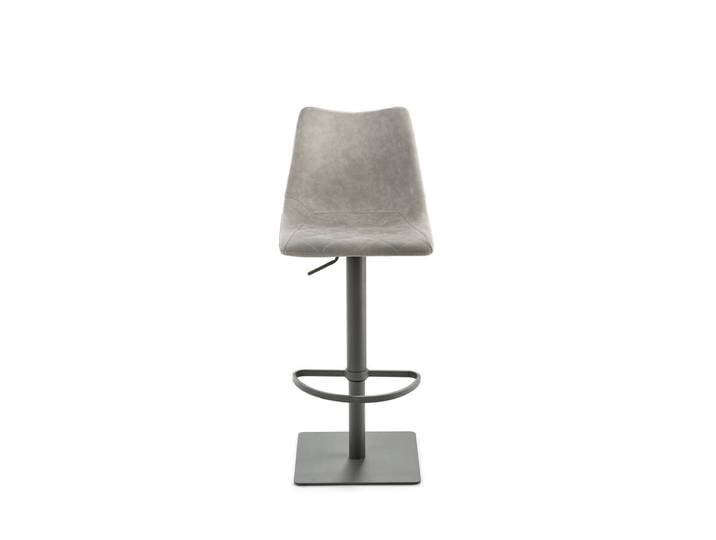 Barhocker MY TOBY II Drehgestell Lederlook lichtgrau