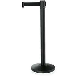 WAS Germany - Abgrenzungspfosten Set LIGHTFLEX, schwarz, 200 cm, schwarzes Gurtband, pulverbeschichtet, Polyesterfaser, Set á 2 Stück, Stahl