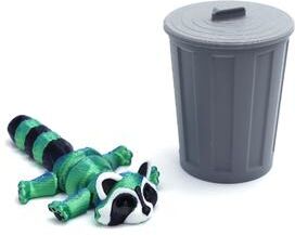 Inspire Curations 3D Printed Articulated Raccoon Toy Movable Fidget Desk Decor green With Trash