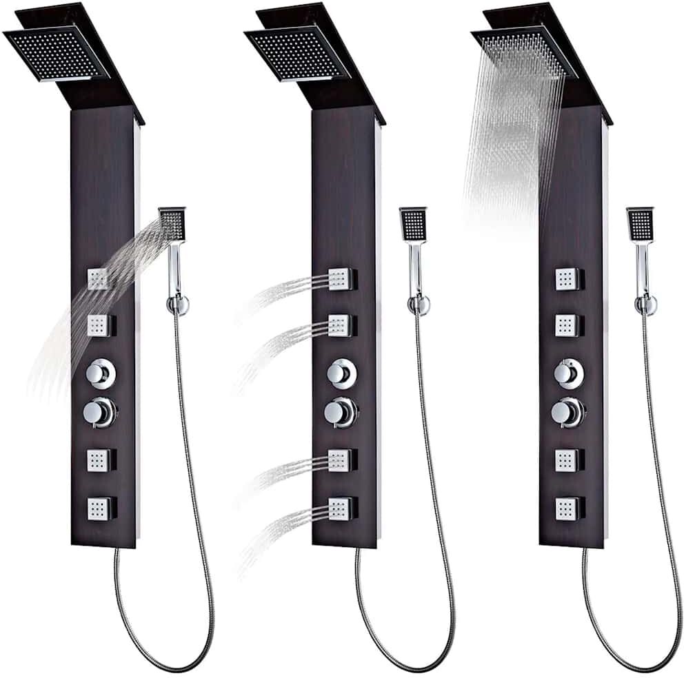 vidaXL Système de panneau de douche Verre Marron