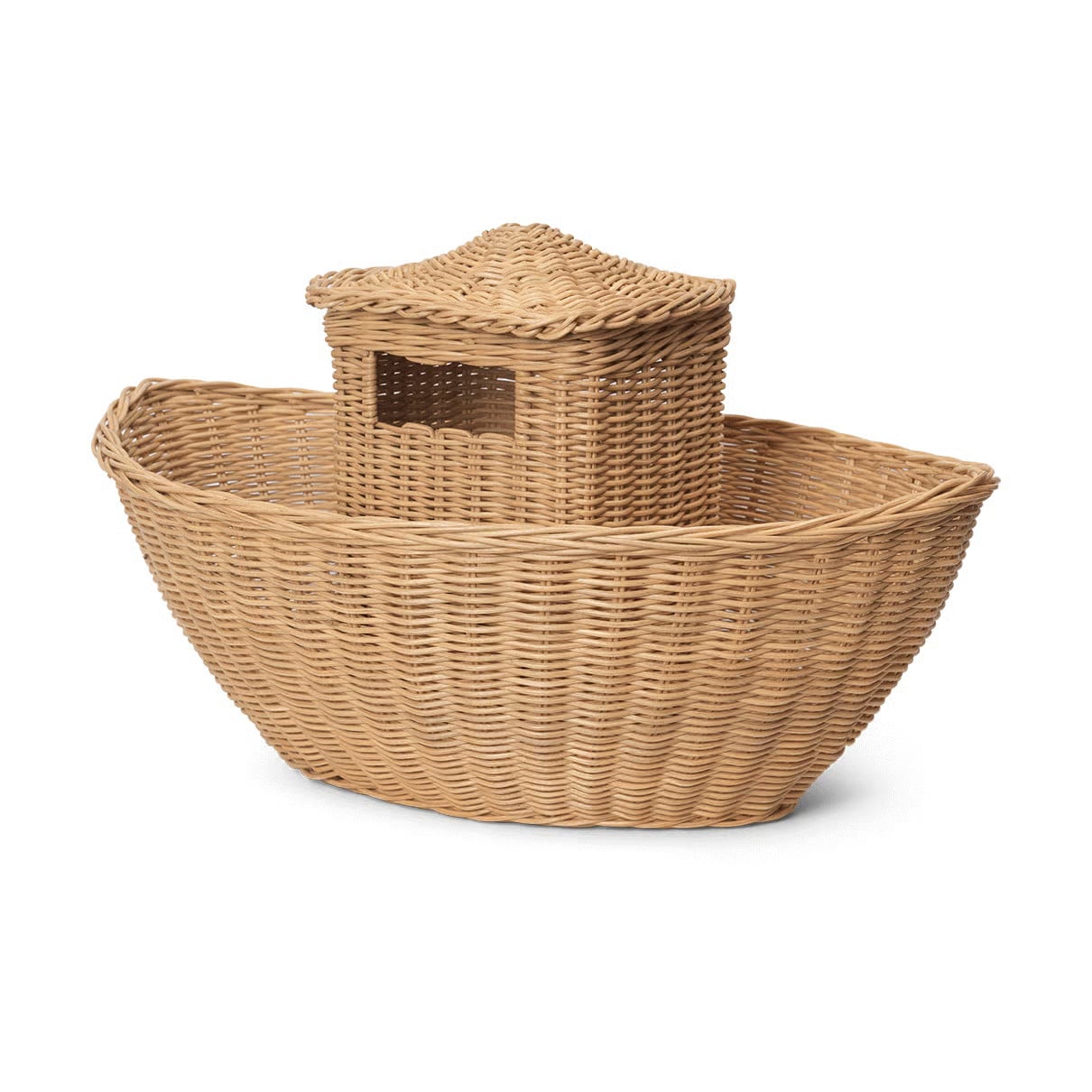 Ferm Living Ark gevlochten opbergmand van rattan in natuurlijk open weefsel