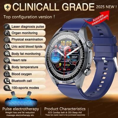 Uplift Treasures ECG PPG AI Health Smartwatch With Lipid And Uric Monitor blue clinical Grade