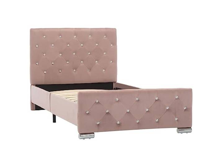 vidaXL Polsterbett Klassisch Bett Einzelbett Stoffbett Ehebett Schlafzimmerbett Bettgestell Bettrahmen Lattenrost Rosa Samt 90x200cm
