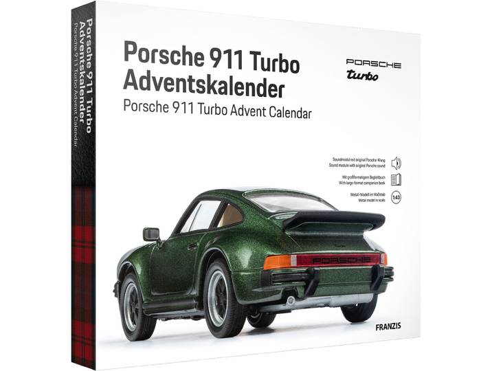 Porsche 911 Turbo Adventskalender, Massstab 1:43, oakgrünmetallic