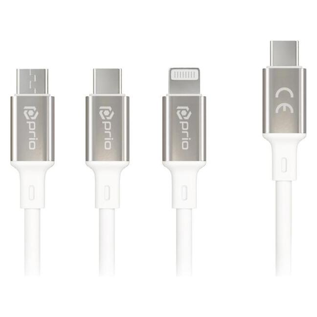 prio 3 in 1 Ladekabel (1.20 m, USB 2.0, 60 W) (PCA-1135)