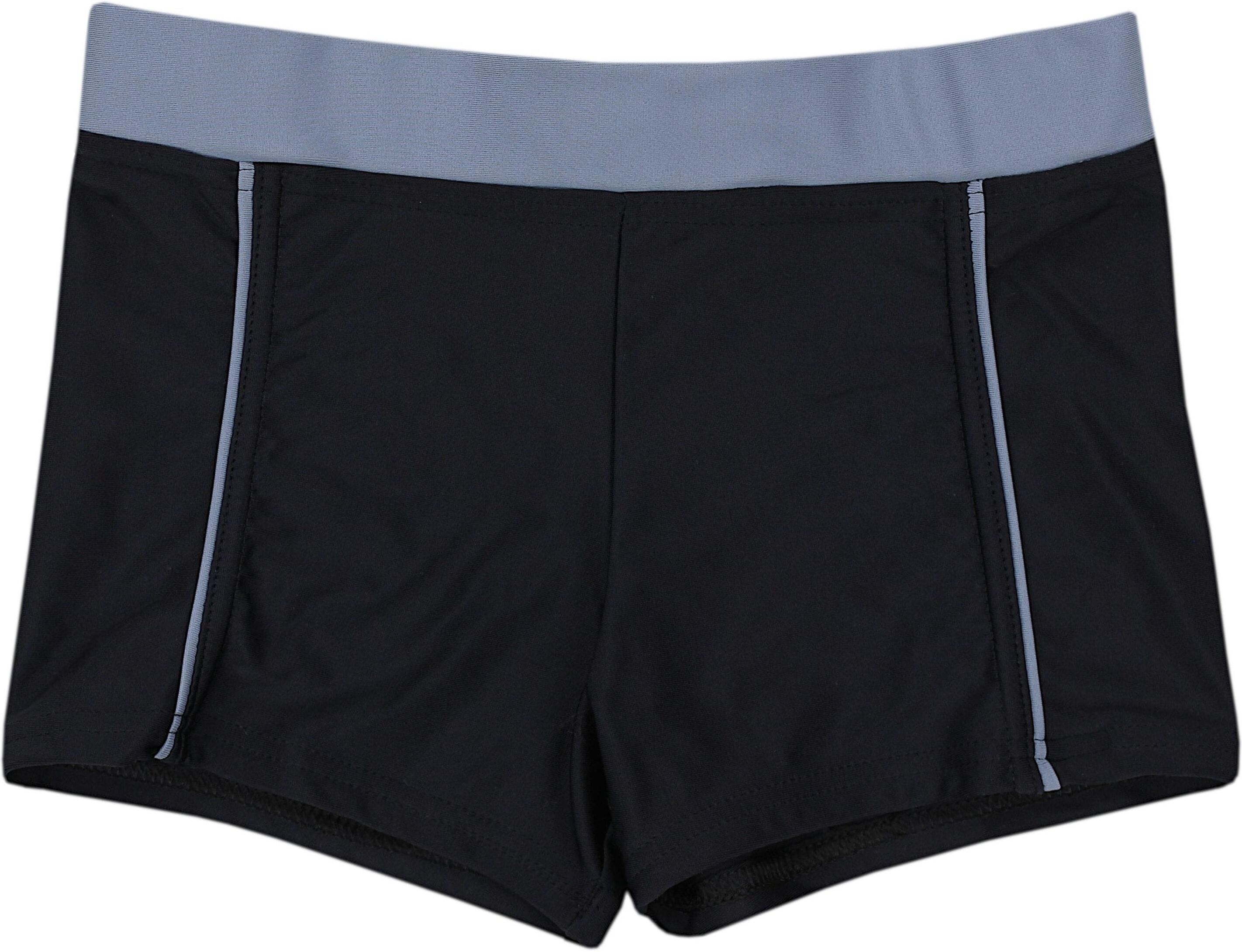Badehose AQUARTI "Badehose Jungen Kinder Badehose Seitliche Paspel", Kinder, Gr. 140, N-Gr, grau (024 schwarz, grau), Obermaterial: 80% Polyamid PA. 20% Elasthan EL., Badehosen Badehose