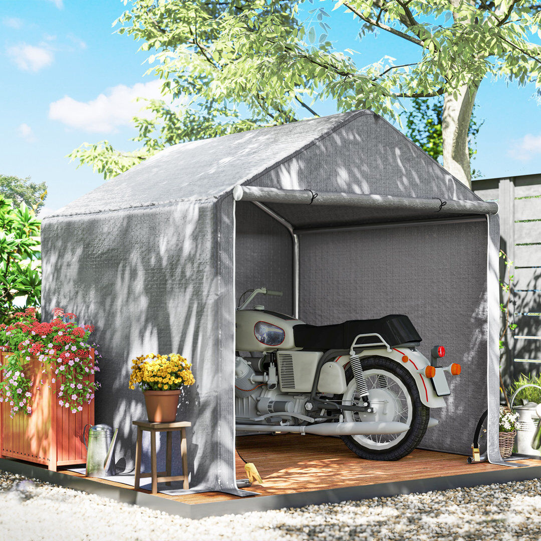 Outsunny Garden 6 ft. 5 in. W x 6 ft. 5 in. D Steel Storage Shed Gray 200cm W X 200cm D X 200cm H