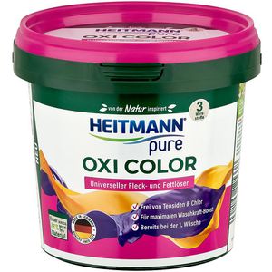 Heitmann Fleckenentferner pure Oxi Color, Pulver, gegen Fett, Gras & Rotwein, für bunte Wäsche, Sauerstoff, 500g