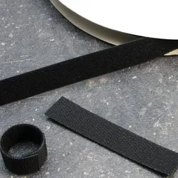 Klettband doppelseitig, Rolle mit 25 m 20 mm | schwarz, Nylon, Polyester