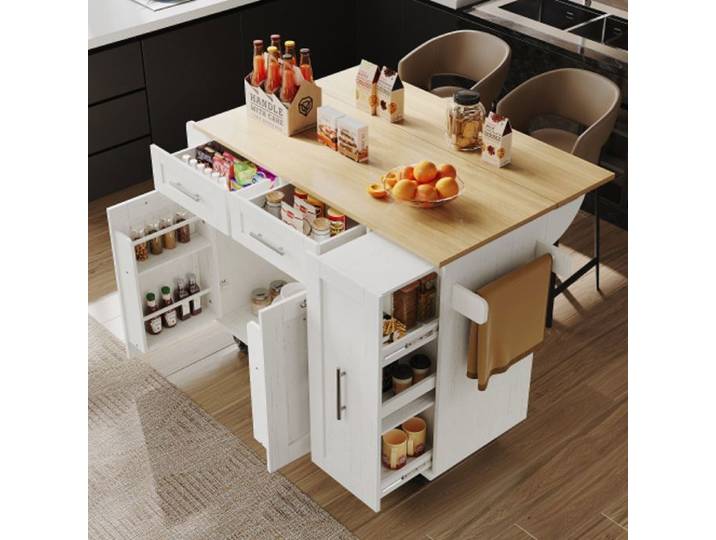 Îlot de cuisine - O.Ye- Chariot de salle à manger - Blanc - Multifonctionnel ILOT CENTRAL
