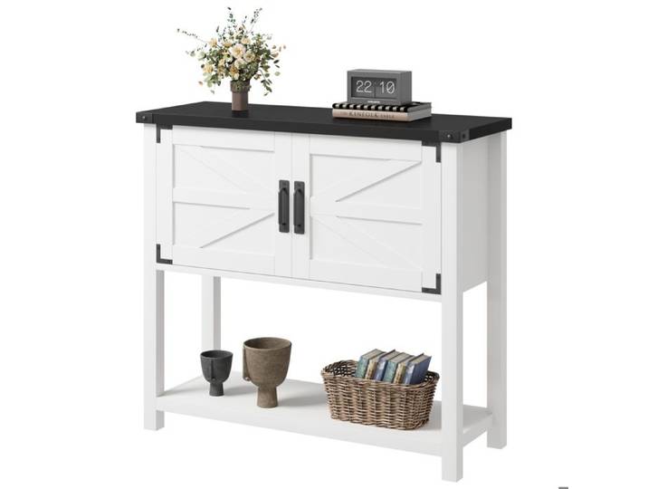 Buffet de Cuisine - PROMIRACAL - 80x36x86cm - 2 Portes - Bois Massif - Style Scandinave