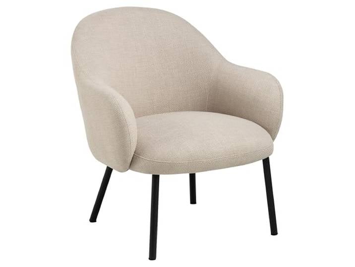 AC Design Furniture Olivia Loungestuhl, Basel Stoff beige 24, Gestell matt schwarz rau pulverbeschichtet Stahl, 70x75x75 cm
