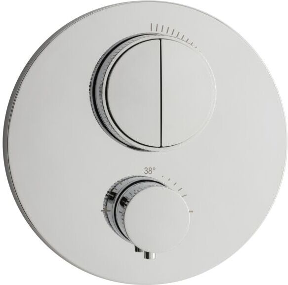 Herzbach Deep Push round Fertigmontageset 11.803050.1.01 Unterputz-Thermostat, für 2 Verbraucher, chrom
