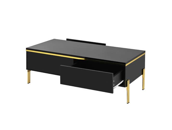 Table basse noire avec 2 tiroirs 100 x 50 x 36 cm