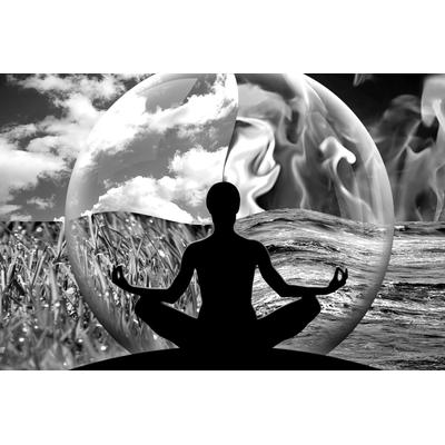 Fototapete PAPERMOON "Meditierende Frau Schwarz & Weiß", schwarz (schwarz, weiß), B:2m L:1,49m, Vlies, Tapeten