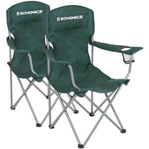 Songmics Campingstuhl GCB08GN, grün, bis 150 kg, mit Getränkehalter, faltbar, 2 Stück