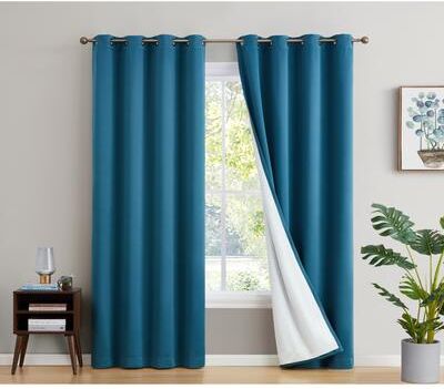 HLC.me Dakota Complete Blackout Drapery Heavy Thermal Insulated Efficient Window Curtain Grommet Panels, 2 Panels