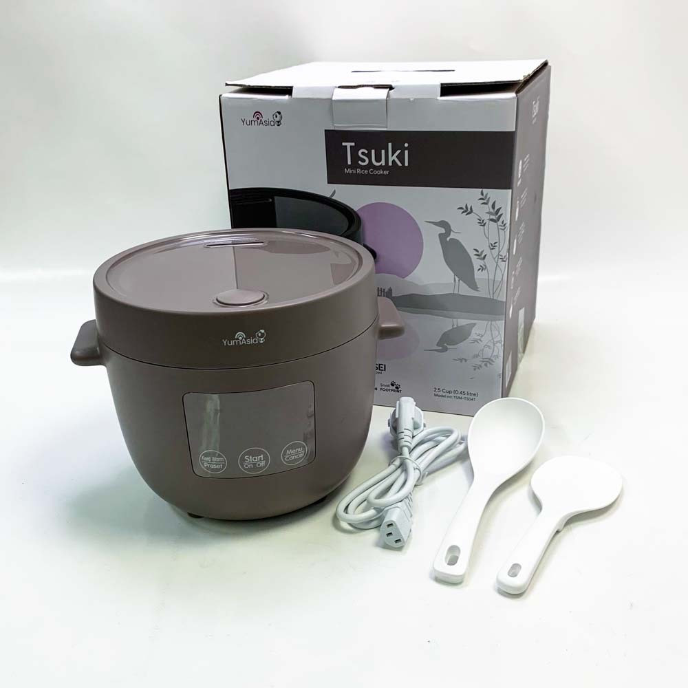Yum Asia Tsuki YUM-TS04T Mini-rijstkoker met Shinsei-keramische kom, 0,45 liter, Pebble Grey