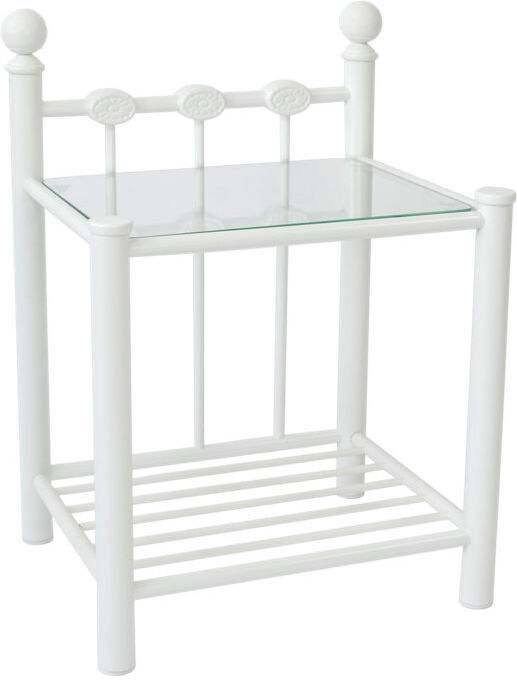 Rosalind Wheeler Sinquefield Glass Top Four Leg Rectangular Side Table White 65cm H X 48cm W X 39cm D