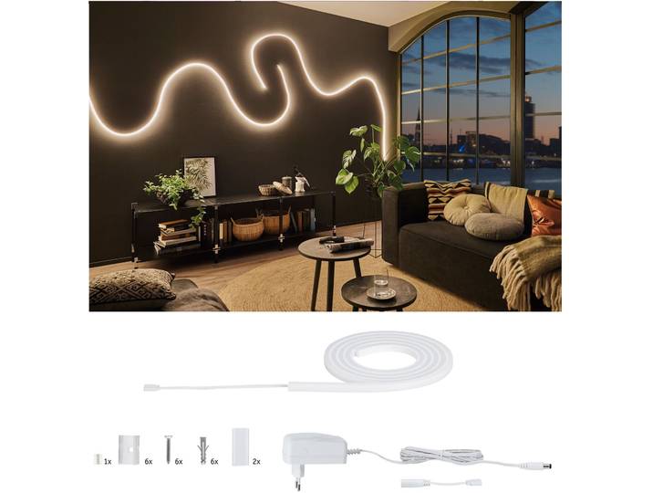 PAULMANN LED-Streifen MaxLED Flow Basisset 1,5m Warmweiß 21W , weiß, Gesamtlänge 3,33m, Lichterketten, LED-Streifen