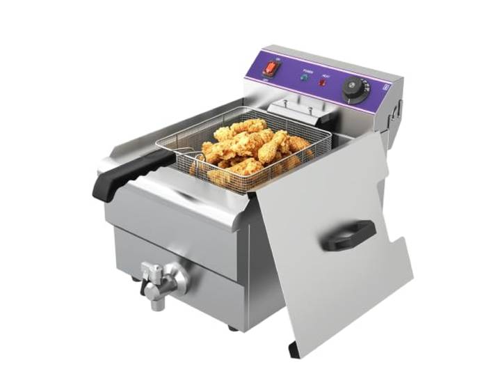 MOOTACO 17L Elektrische Fritteuse Gastro Friteuse mit Ablasshahn Professionelle Edelstahl Elektro Friteuse 3000W, Maximale Ölkapazität 11L, Thermostat 60–200 °C, für Küche, Restaurant