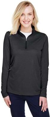 Team 365 TT31HW Women's Zone Sonic Heather Performance Quarter-Zip Pullover T-Shirt in Black size Small   Polyester