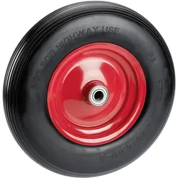 Dörner + Helmer, Möbelrollen, Pannensicheres Schubkarrenrad 400x100x20mm, Kula, NL 88mm, Rillenprofil, rote Metallfelge