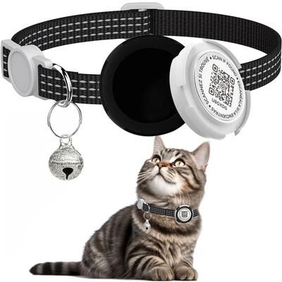Uplifted Finds Dual Protection AirTag & QR ID Reflective Collar black