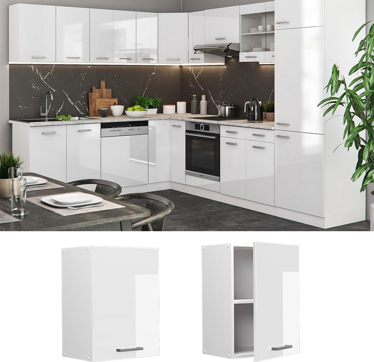 Keuken Hangkast Wit Hoogglans 45 cm Modulair Systeem
