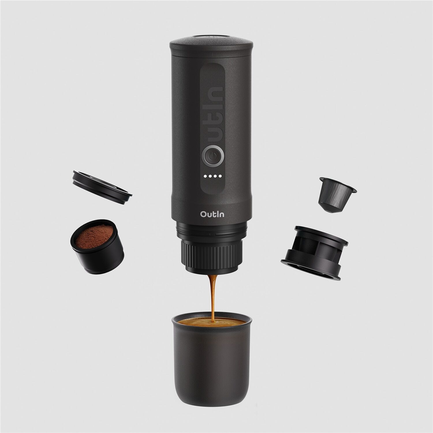 Outin Cafetera espresso portátil Nano. Gris