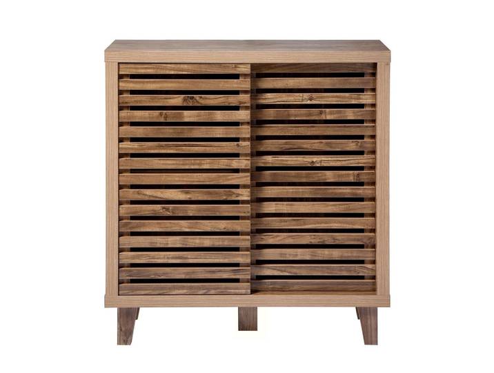 Calicosy Sideboard mit 2 Schiebetüren 29/80/88, 5 cm, Nussbaumfarben, Holzwerkstoff, 29x88.5x80 cm, Kleinmöbel, Kommoden, Sideboards