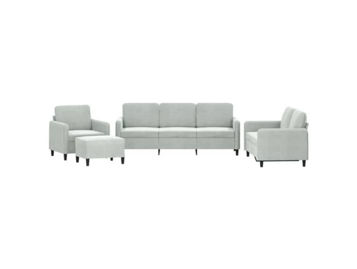 GHVBNMF 4-tlg Sofagarnitur Hellgrau Samt Couch Set mit Hocker Elegantes Samtsofa Set mit gepolsterten Kissen und flexiblem Fußhocker für Ihr Wohnzimmer.