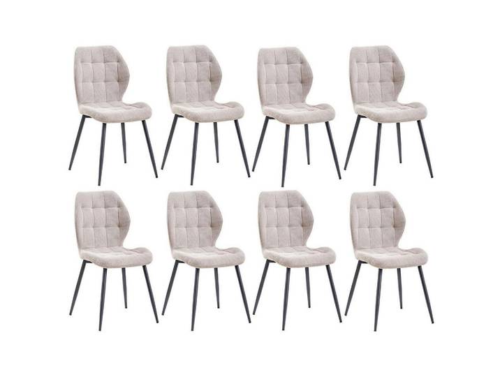 Esszimmerstuhl 8er-Set Nordischer Stil Khaki Stoff mit Schwarzen Metallbeinen, Olivgrün, 43x86x46 cm, Esszimmer, Stühle