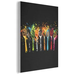 AKUSTIKBILD Löffel - Gewürze - Modern - Graffiti - Farbe - Farbenfroh Wanddeko 70x100 cm