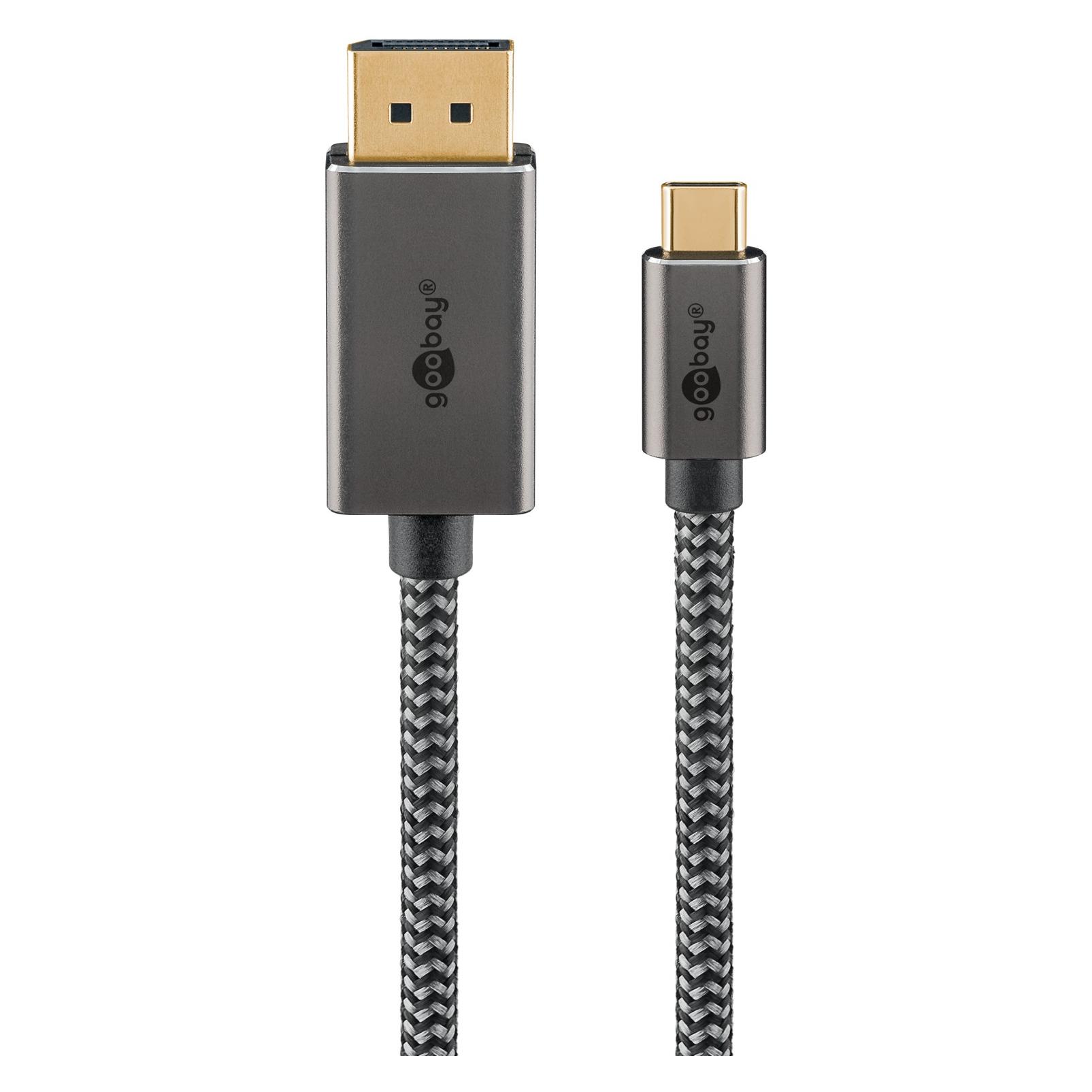 Goobay USB-C-auf-DisplayPort-Textilkabel 4K @ 60 Hz, 2 m, schwarzsilber (2 m) (75708)