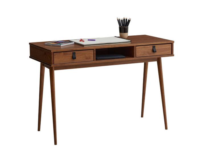 Idimex Schreibtisch KIM Kastanie, Kastanienfarben, Holz, Kiefer, Vintage, Rechteckig, 50x76x110 cm, Büromöbel, Schreibtische, Schreibtische