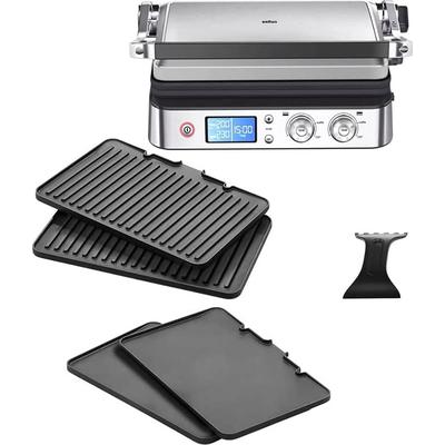 Kontaktgrill BRAUN "MultiGrill 9 CG 9043 - 3 Kochpositionen, bis 250C, 16 Burger Patties", schwarz (premium schwarz, edelstahl), B:36,5cm H:19cm T:46cm, Kontaktgrill_Standgrill_Tischgrill_Teppanyakigrill, Spülmaschinenfeste Platten + individuell...