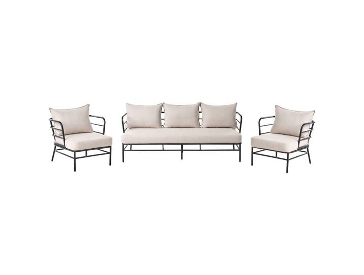 GARTENSOFA Set 5-Sitzer Metall Hellbeige Ponzone