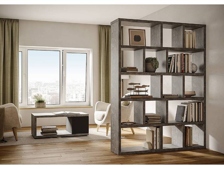 Regal Wabenplatte, beschichtet Grau/Beton Dekor 150 x 198cm